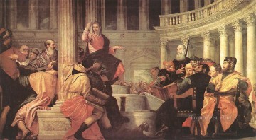 イエス Painting - 神殿ルネッサンスの医師たちの中のイエス パオロ・ヴェロネーゼ